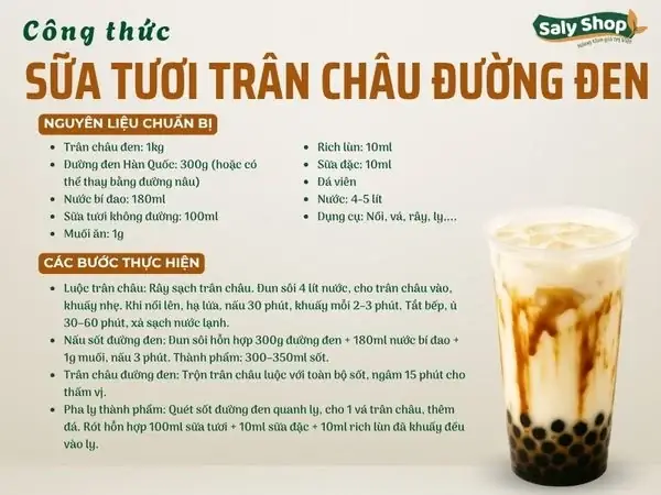 Cách Làm Trà Sữa Trân Châu Đường Đen Đơn Giản Tại Nhà: Công Thức Chuẩn Vị Quán, Chi Tiết Từng Bước