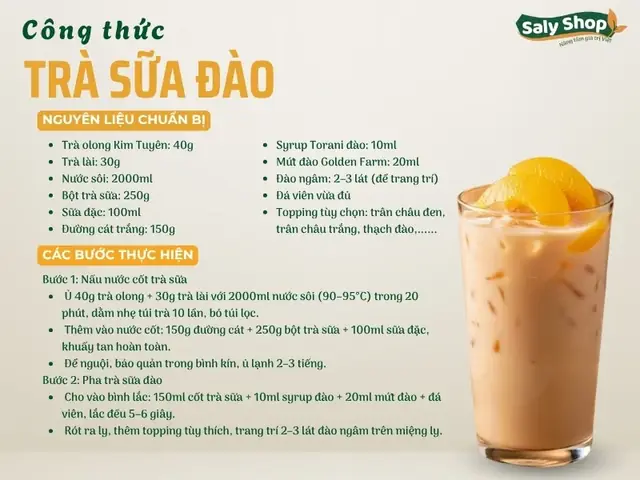 Cách Làm Trà Sữa Đào Ngon Chuẩn Vị Quán Tại Nhà: Nguyên Liệu, Quy Trình & 3 Công Thức Biến Thể