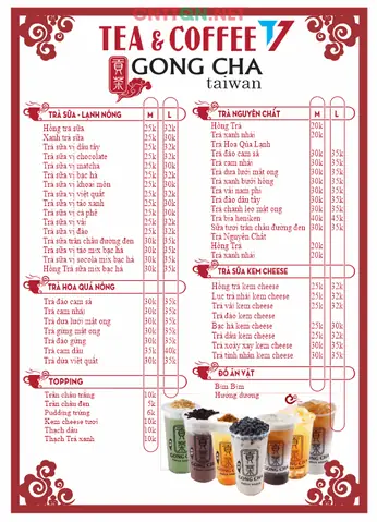 Menu Gong Cha Mới Nhất 2026: Danh Sách Đồ Uống, Giá Cả & Topping Chi Tiết