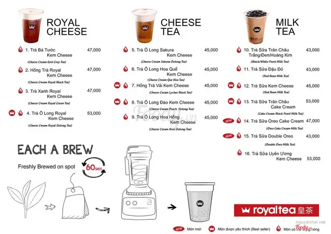 Menu Trà Sữa Royaltea Mới Nhất 2026: Thực Đơn Full Giá, Phân Loại & Top Món Nổi Bật 1 Menu Trà Sữa Royaltea Mới Nhất 2024: Thực Đơn Full Giá, Phân Loại & Top Món Nổi Bật