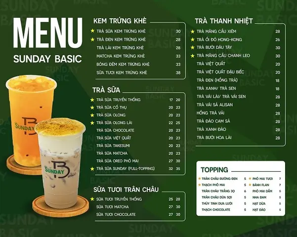 Nhượng Quyền Trà Sữa Sunday Basic: Giá, Điều Kiện, Quy Trình & Lợi Ích Chi Tiết 2026