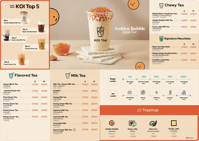 Menu Koi Thé Mới Nhất 2025: Bảng Giá Chi Tiết Theo Size, Top Món Hot & Cách Đặt Hàng