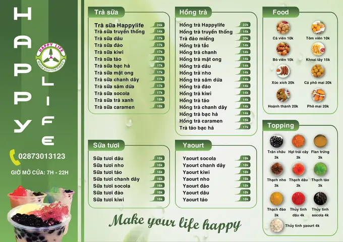 Trà Sữa Happy Life: Menu, Giá, Địa Chỉ Các Chi Nhánh & Ưu Đãi Mới Nhất