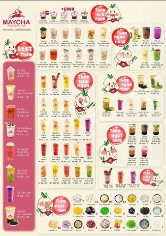 Thực Đơn Trà Sữa Maycha Mới Nhất: Full Menu, Giá Chi Tiết & Top Món Bán Chạy