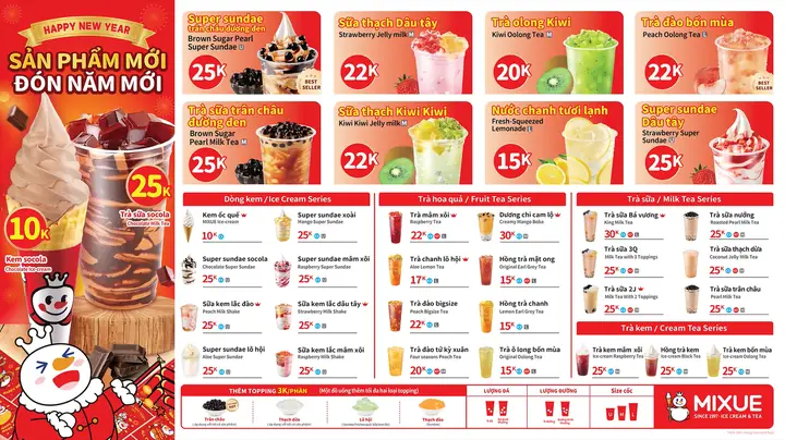 Menu Mixue Mới Nhất 2026: Bảng Giá Chi Tiết, Full Danh Mục & Top Món Bán Chạy