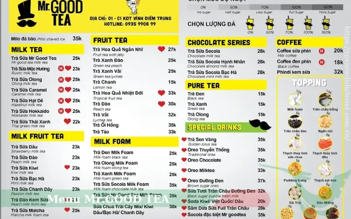 Menu Trà Sữa Mr Good Tea Mới Nhất: Giá, Địa Chỉ Mua & Thông Tin Nhượng Quyền