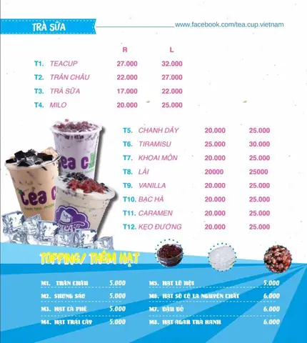 Trà Sữa Tea Cup: Review Menu, Giá, Địa Chỉ Chi Nhánh Hcm & Cách Đặt Mua Online