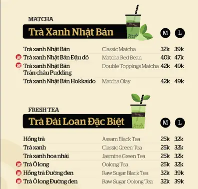 Bảng Giá Trà Sữa Ding Tea 2026: Menu Chi Tiết Theo Nhóm & Size M/l