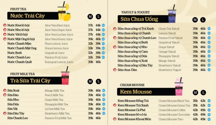 Bảng Giá Trà Sữa Ding Tea 2026: Menu Chi Tiết Theo Nhóm & Size M/l