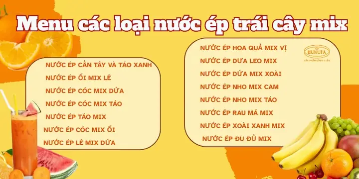 Tổng Hợp Menu 100+ Công Thức Mix Nước Ép Trái Cây Ngon, Đẹp Mắt, Tốt Cho Sức Khỏe
