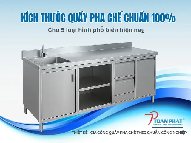Kích Thước Chuẩn Quầy Pha Chế: Số Liệu Chiều Cao, Rộng, Sâu Theo Từng Loại Hình
