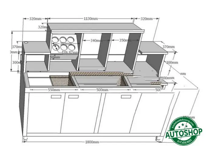 Kích Thước Chuẩn Quầy Pha Chế: Số Liệu Chiều Cao, Rộng, Sâu Theo Từng Loại Hình