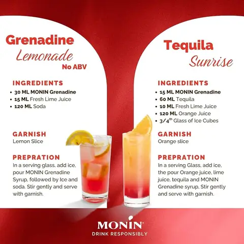 Top Monin Grenadine Syrup Recipes: Cocktails, Mocktails & Creative Drinks