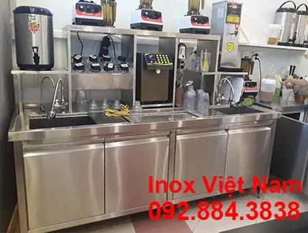 Quầy Pha Chế Trà Sữa Inox: Báo Giá, Kích Thước Chuẩn, Chất Liệu 201/304 & Cách Chọn Mẫu Phù Hợp