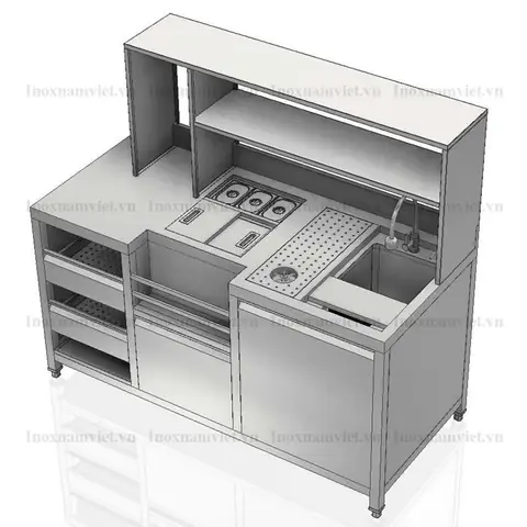 Quầy Pha Chế Trà Sữa Inox: Báo Giá, Kích Thước Chuẩn, Chất Liệu 201/304 & Cách Chọn Mẫu Phù Hợp