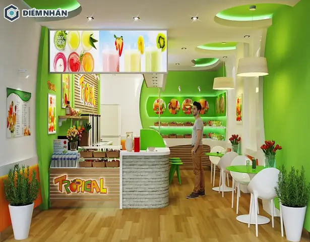 Top 20+ Mẫu Thiết Kế Quán Nước Ép Trái Cây Đẹp, Chuẩn Phong Cách & Nguyên Tắc Bố Trí Không Gian 2024