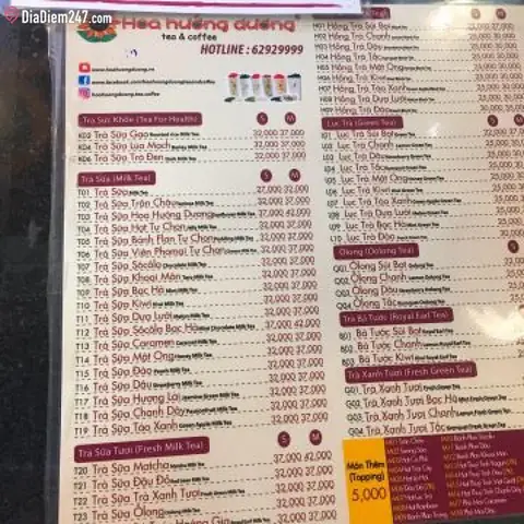 Địa Chỉ Trà Sữa Hoa Hướng Dương Lê Văn Sỹ - Menu, Giá Combo 69k, Đặt Hàng Online